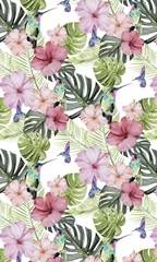 Hibiscus and Hummingbird Collection E