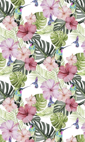 Hibiscus and Hummingbird Collection E