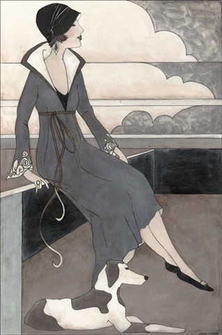Art Deco Lady With Dog