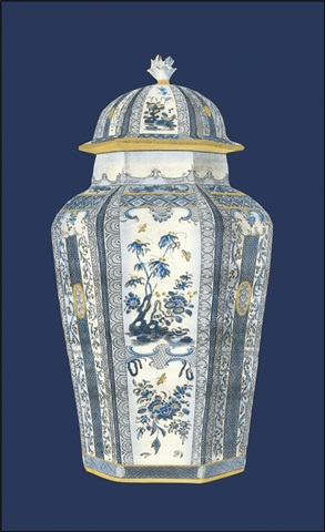 Asian Urn in Blue and White I