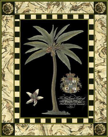 Bordered Palms on Black I
