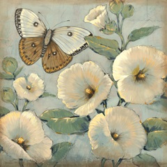 Butterfly and Hollyhocks II