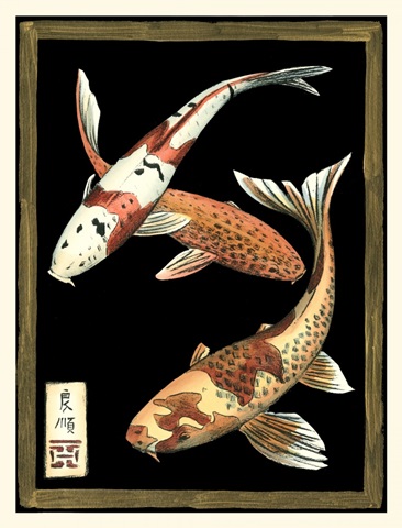 Koi Fish on Black I
