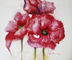 Fuchsia Poppies I
