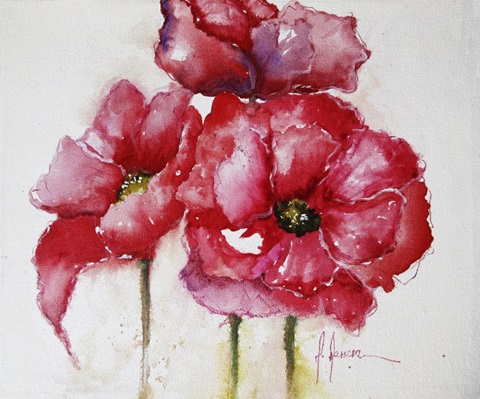 Fuchsia Poppies I