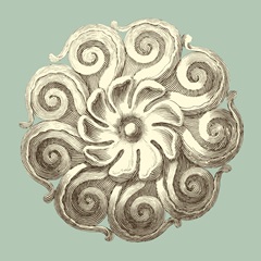Celadon and Mocha Rosette I