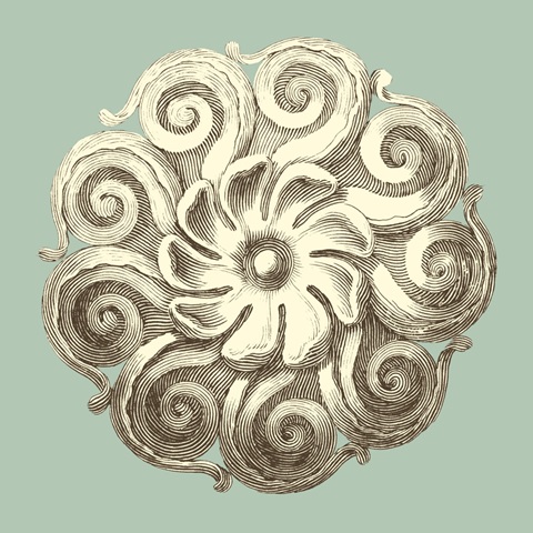 Celadon and Mocha Rosette I