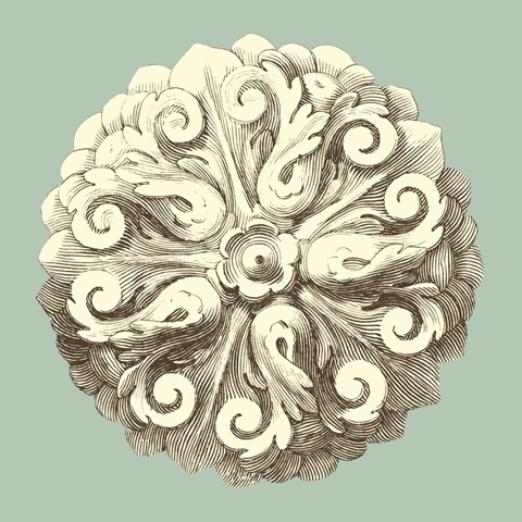 Celadon and Mocha Rosette II