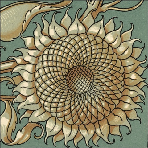Sunflower Woodblock IV