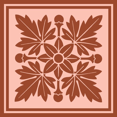 Tonal Woodblock in Coral I