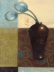 Ebony Vase with Blue Tulips I