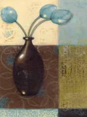 Ebony Vase with Blue Tulips II