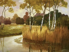 Reeds, Birches and Water II