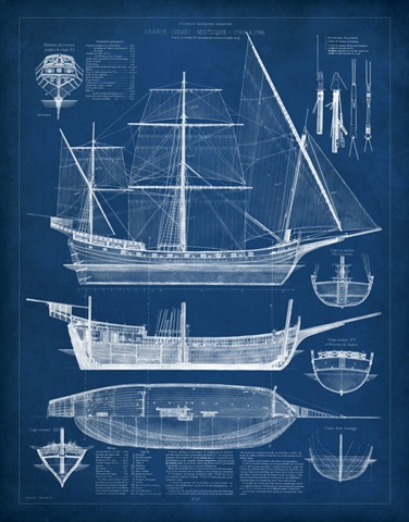 Antique Ship Blueprint I