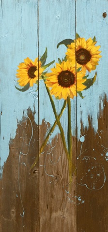 Sunflowers on Wood I