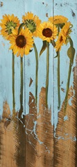 Sunflowers on Wood II