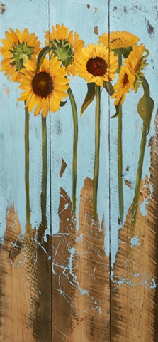 Sunflowers on Wood II