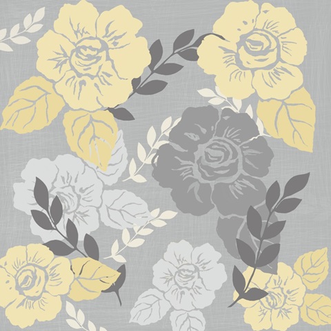 Yellow Roses on Grey I