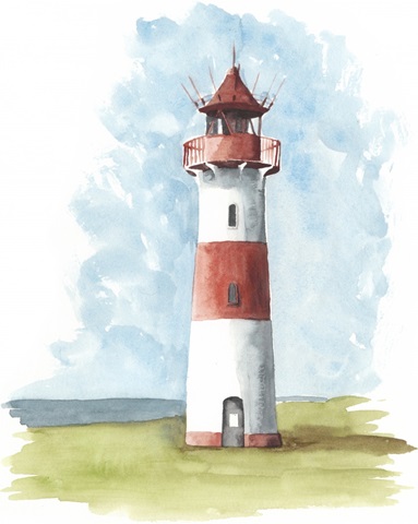 Watercolor Lighthouse II