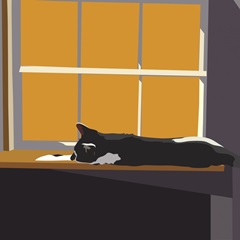 Cat on a Window Sill II