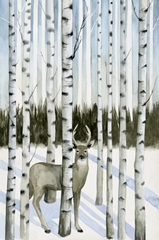 Deer in Snowfall I