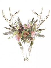 Deer Skull and Flowers I