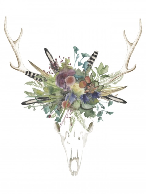 Deer Skull and Flowers II