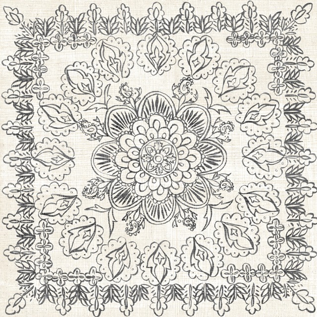 B&W Batik Rosette I