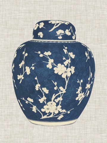 Blue and White Ginger Jar on Linen I