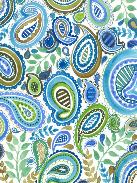 Blue and Green Paisley I