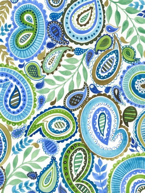 Blue and Green Paisley II