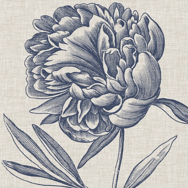 Indigo Floral on Linen II