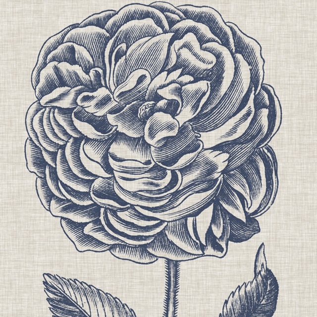 Indigo Floral on Linen V