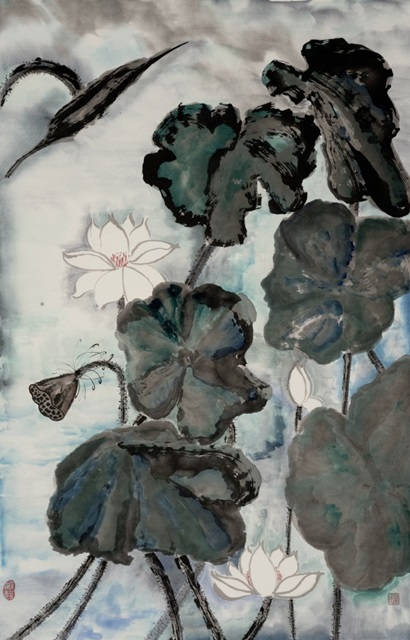 Lotus Study with Blue Green I