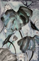 Lotus Study with Blue Green II