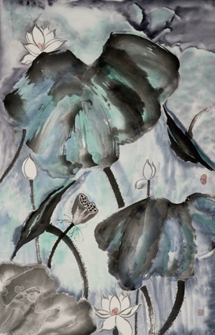 Lotus Study with Blue Green II