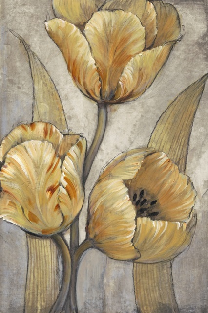 Ochre and Grey Tulips I