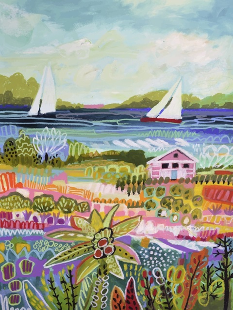 Two Sailboats and Cottage I