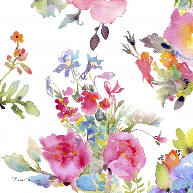 Watercolor Flower Composition I