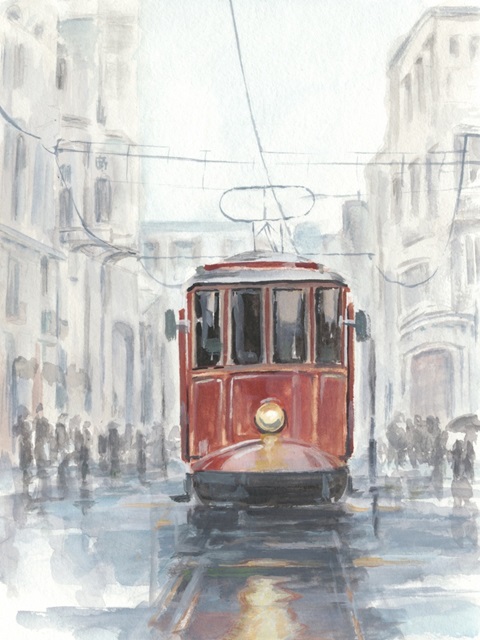 Watercolor Streetcar Study I