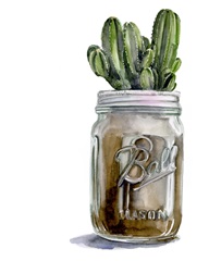 Cactus Mason Jar I