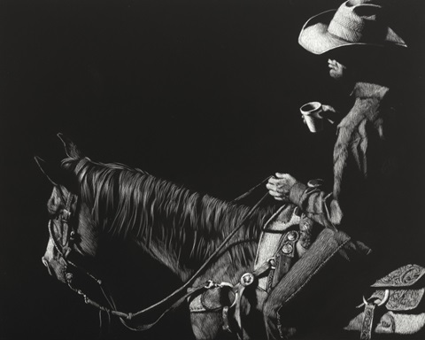 Cowboy Scratchboard I