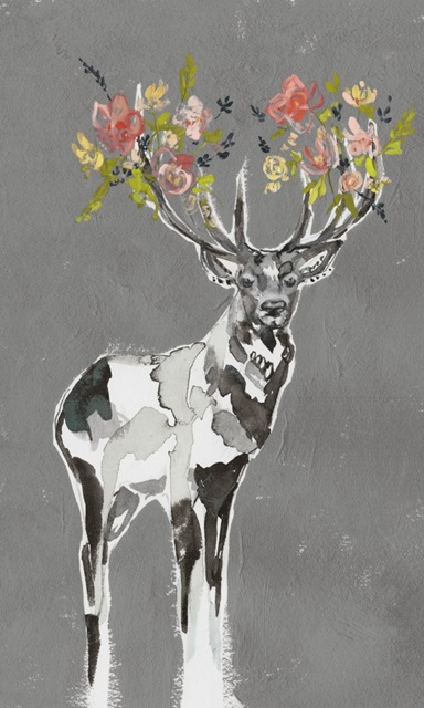 Deer and Flowers I