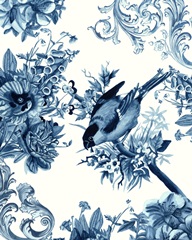 Bird and Branch in Indigo I