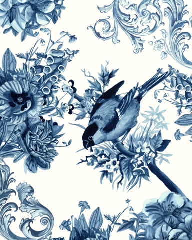 Bird and Branch in Indigo I