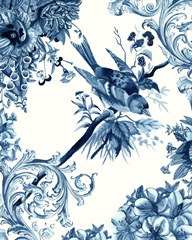 Bird and Branch in Indigo II