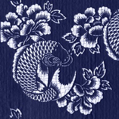 Indigo Carp Katagami I