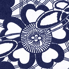 Indigo Floral Katagami II