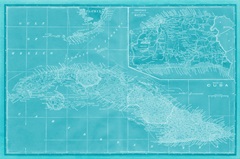 Map of Cuba in Aqua