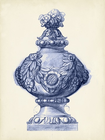Palace Urns in Indigo I